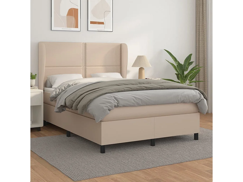 Lit à sommier tapissier avec matelas Cappuccino 140x190 cm