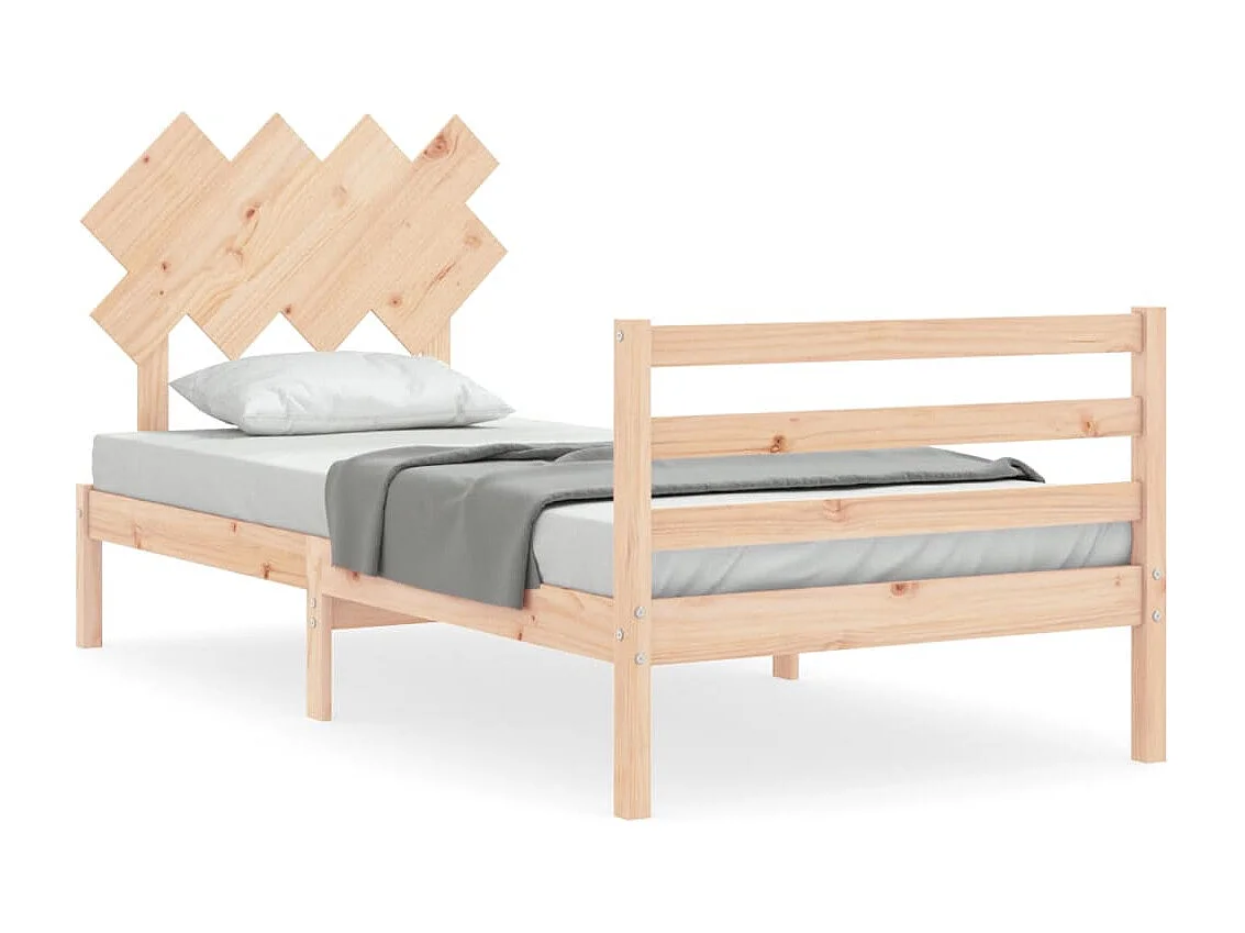 Estrutura cama de solteiro c/ cabeceira madeira maciça