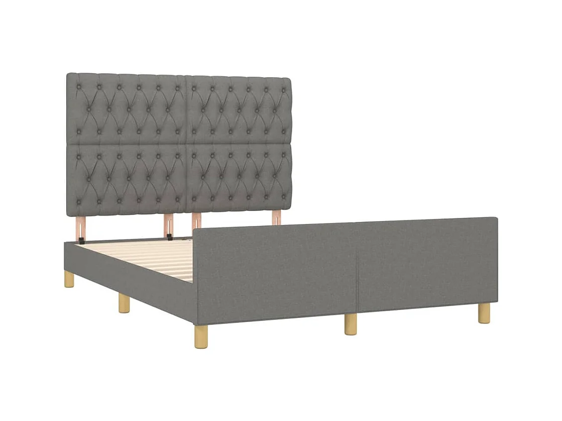 Estrutura de cama c/ cabeceira 140x190cm tecido cinza-escuro