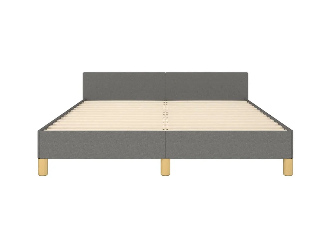 Estrutura de cama c/ cabeceira 140x190cm tecido cinza-escuro