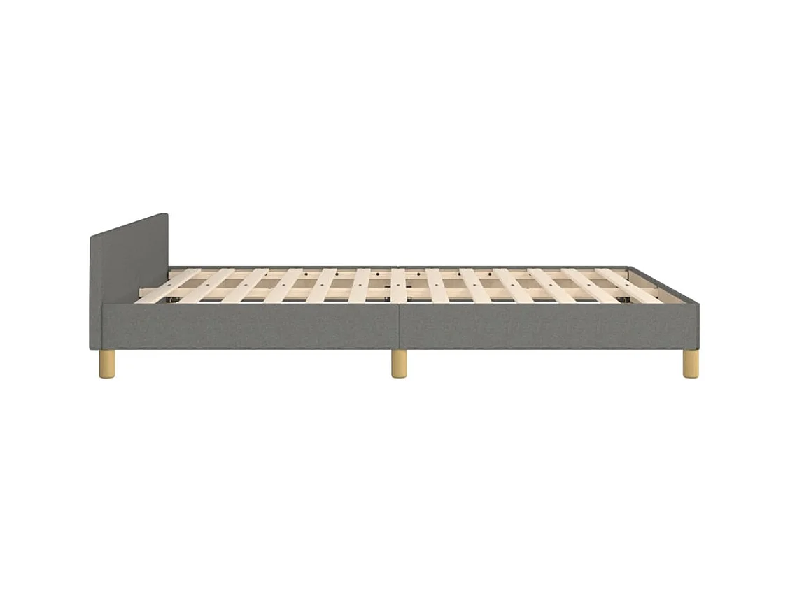 Estrutura de cama c/ cabeceira 140x190cm tecido cinza-escuro