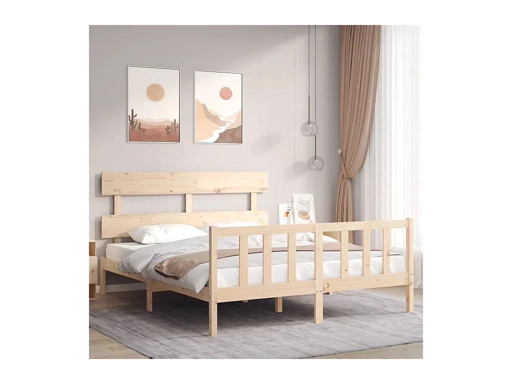 Estrutura de cama King Size com cabeceira madeira maciça