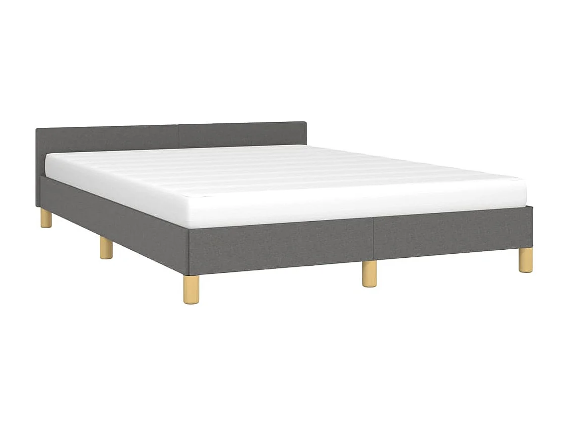 Estructura de cama con cabecero de tela gris oscuro 140x190 cm