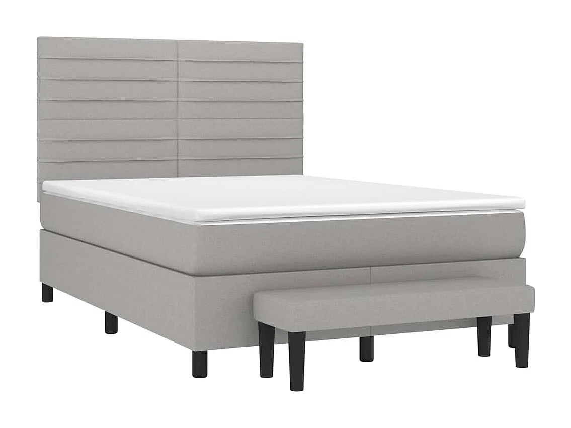 Lit à sommier tapissier avec matelas Gris clair 140x190cm Tissu