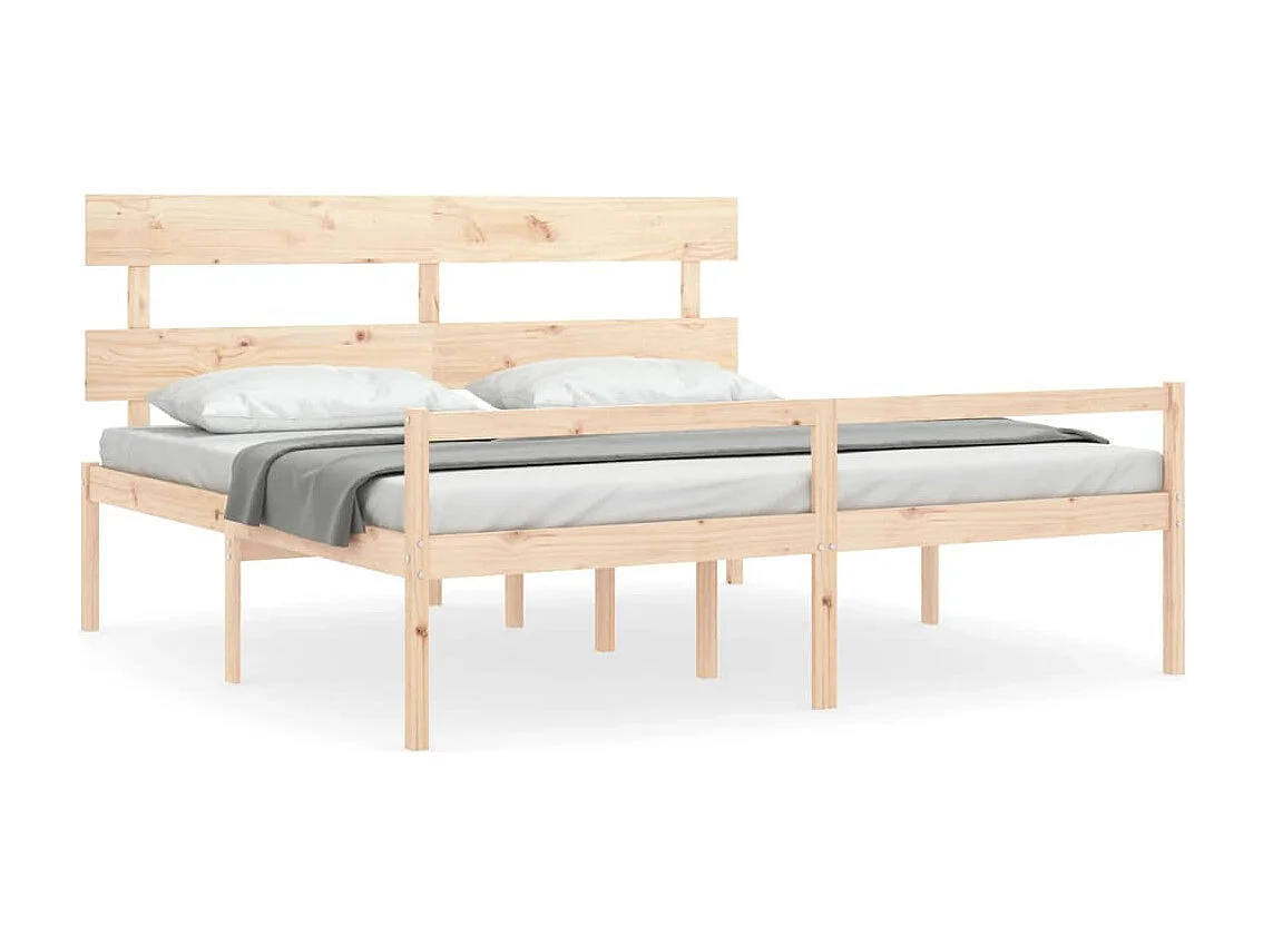 Estrutura de cama com cabeceira 200x200 cm madeira maciça