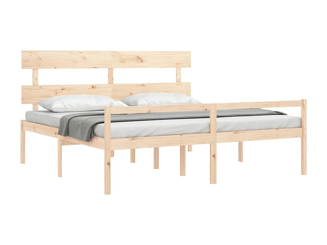 Estrutura de cama com cabeceira 200x200 cm madeira maciça
