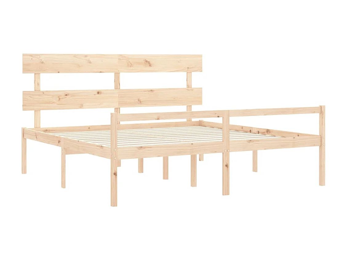 Estrutura de cama com cabeceira 200x200 cm madeira maciça