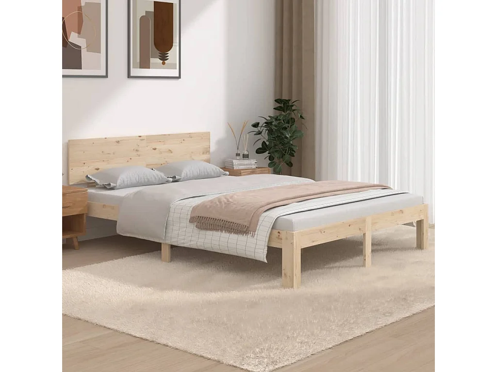Estrutura de cama casal 135x190 cm madeira maciça