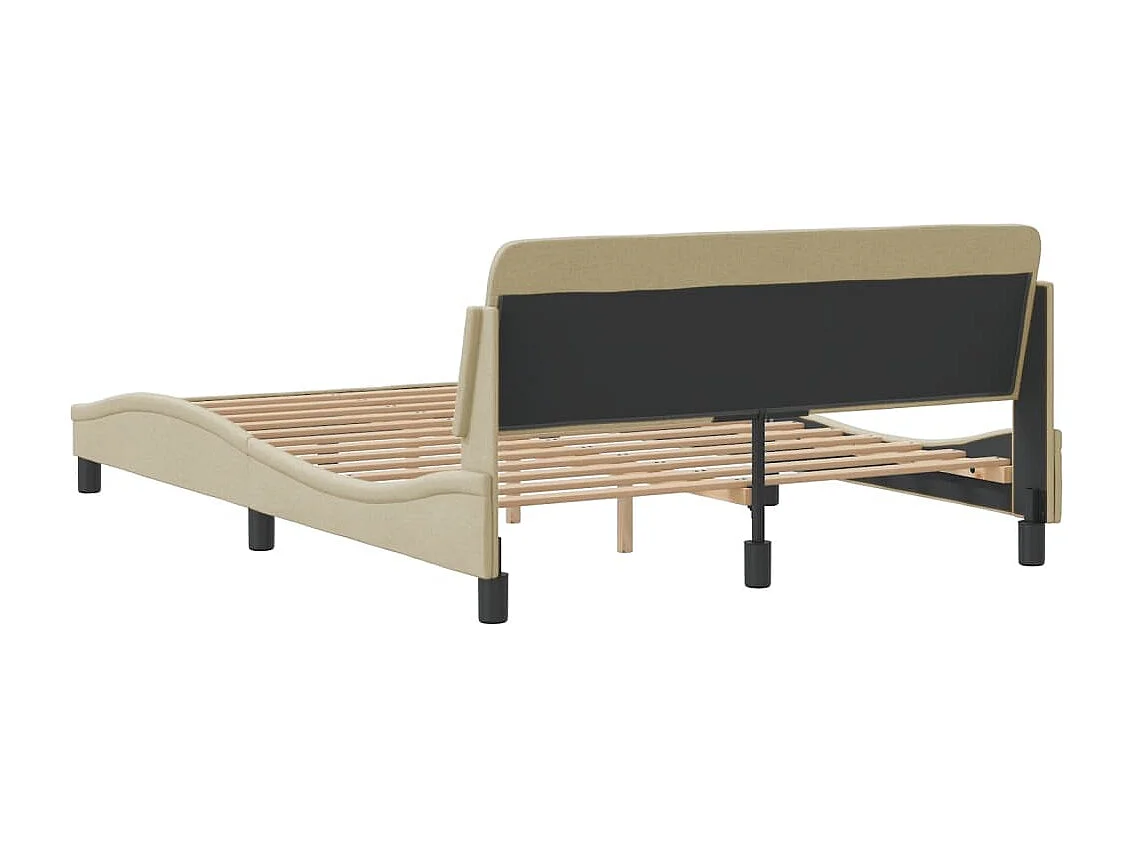 Cadre de lit avec tête de lit Crème 140x200 cm Tissu