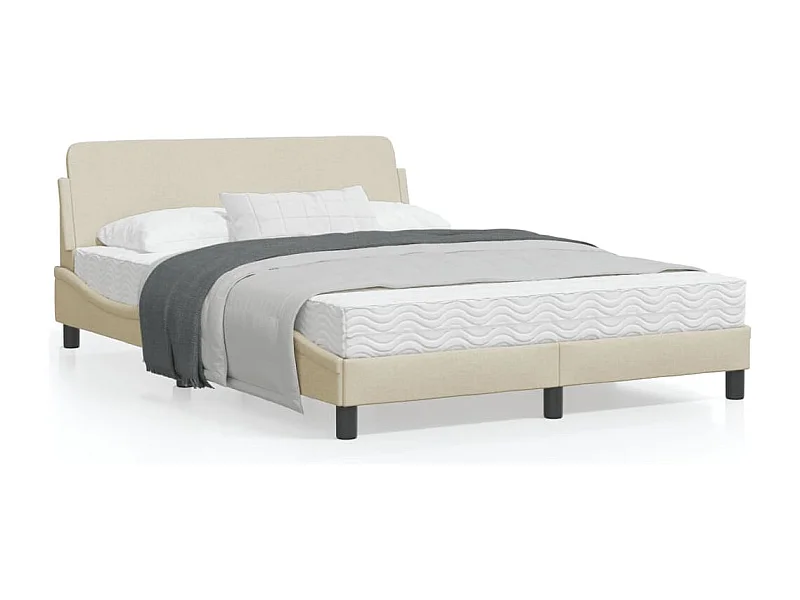 Estrutura de cama c/ cabeceira 140x200 cm tecido cor creme