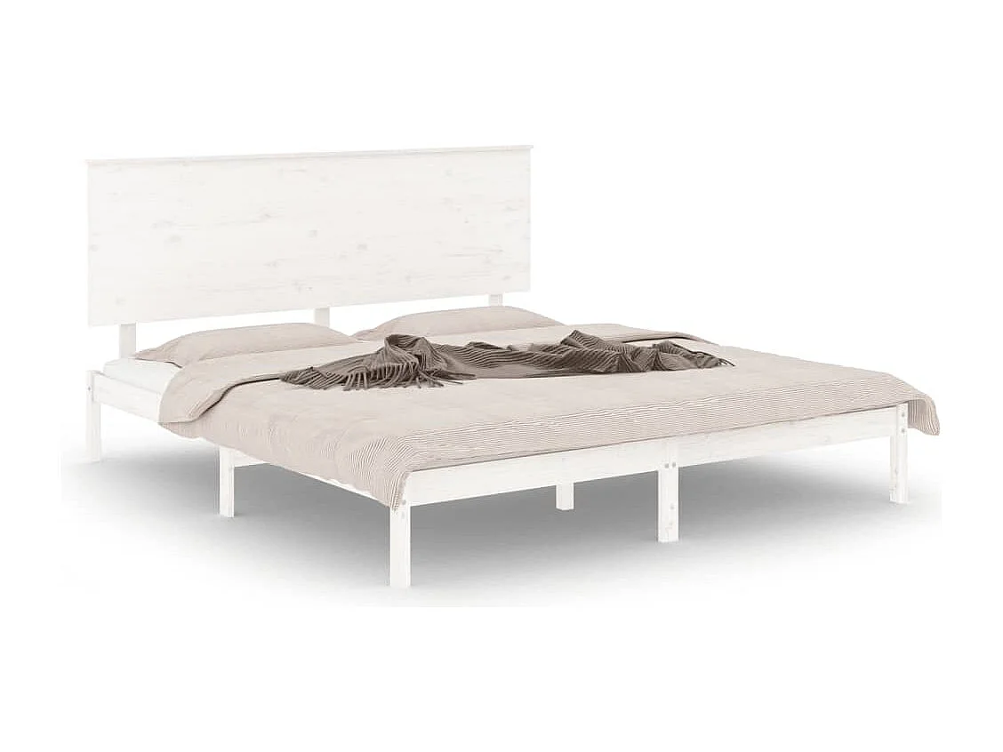 Cadre de lit Blanc Bois massif 180x200 cm Super King