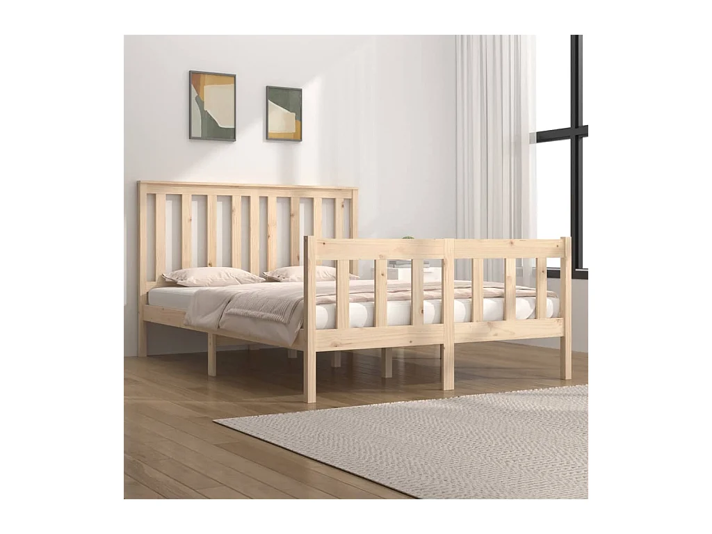 Estructura de cama madera maciza pino doble 135x190 cm