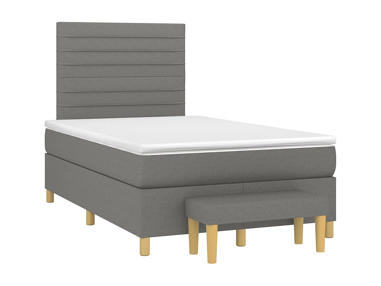Cama box spring con colchón tela gris oscuro 120x200 cm