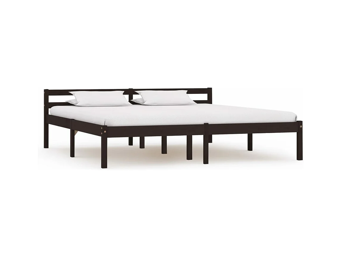 Cadre de lit Marron foncé Bois de pin massif 160 x 200 cm