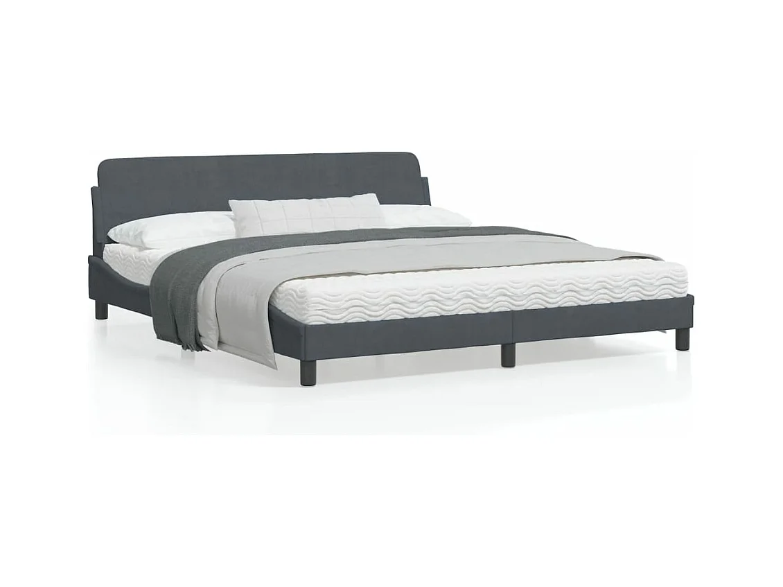 Estructura cama con cabecero terciopelo gris oscuro 180x200 cm