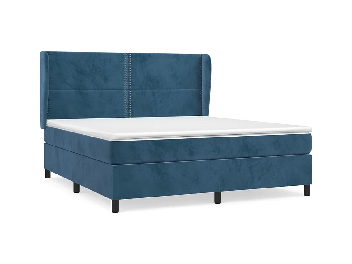 Lit à sommier tapissier et matelas Bleu foncé 180x200cm Velours