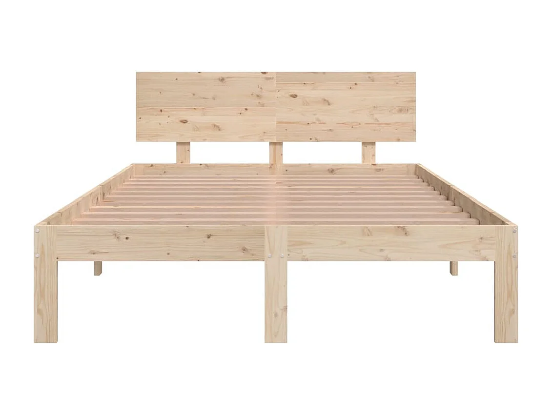 Estructura de cama doble pequeña madera maciza 120x190 cm