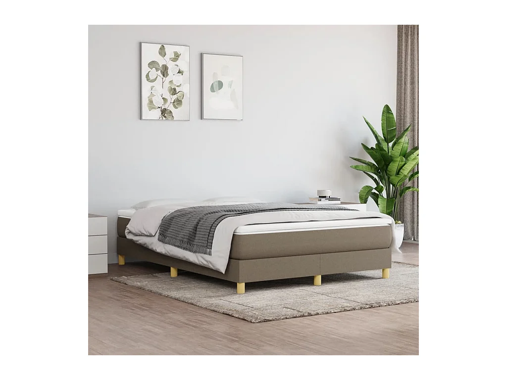 Lit à sommier tapissier avec matelas Taupe 140x190 cm Tissu