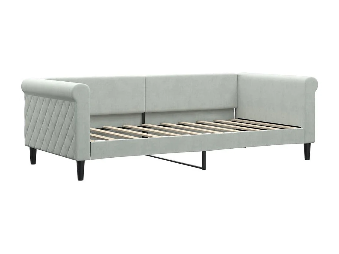 Lit de repos gris clair 90x190 cm velours