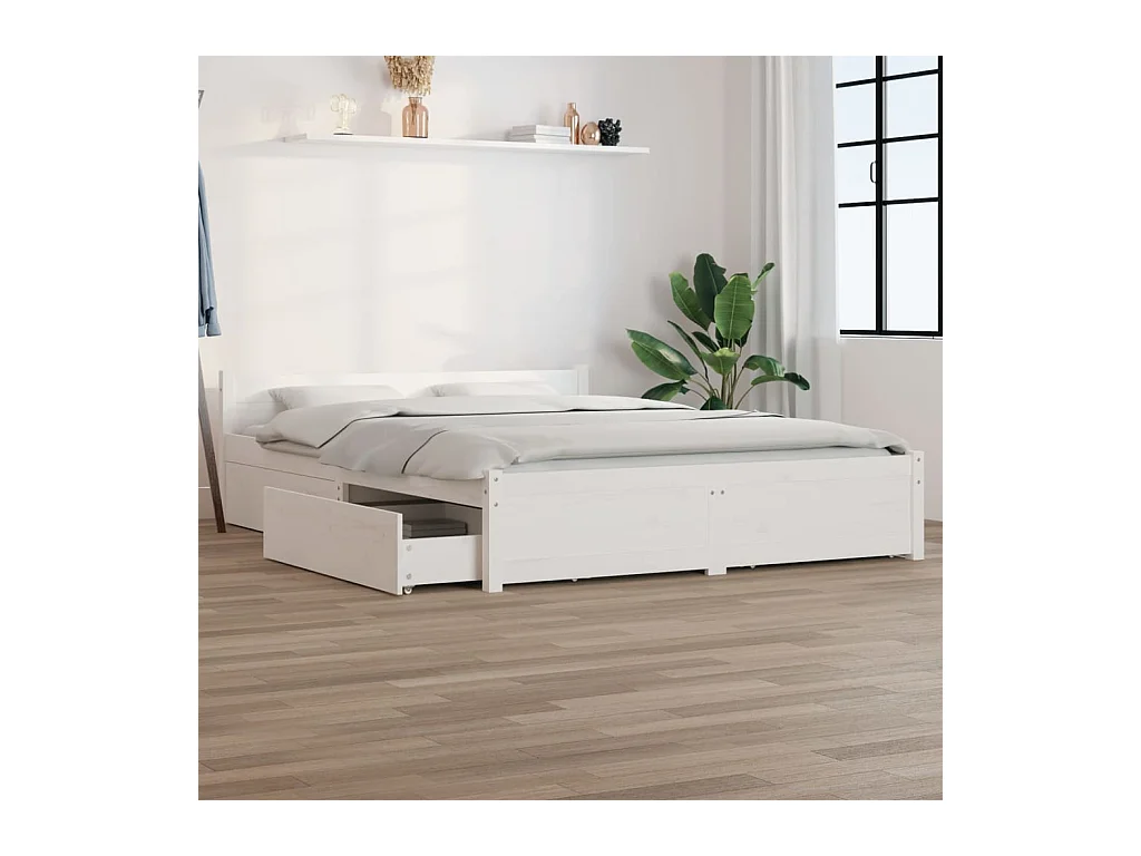 Bedframe met lades wit 160x200 cm