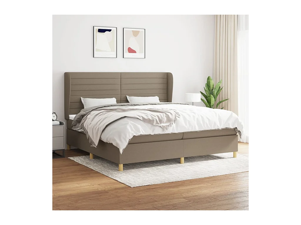 Lit à sommier tapissier avec matelas Taupe 200x200 cm Tissu