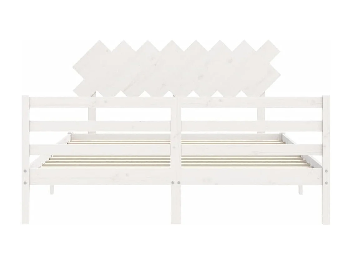 Estructura de cama con cabecero madera maciza blanco 160x200 cm