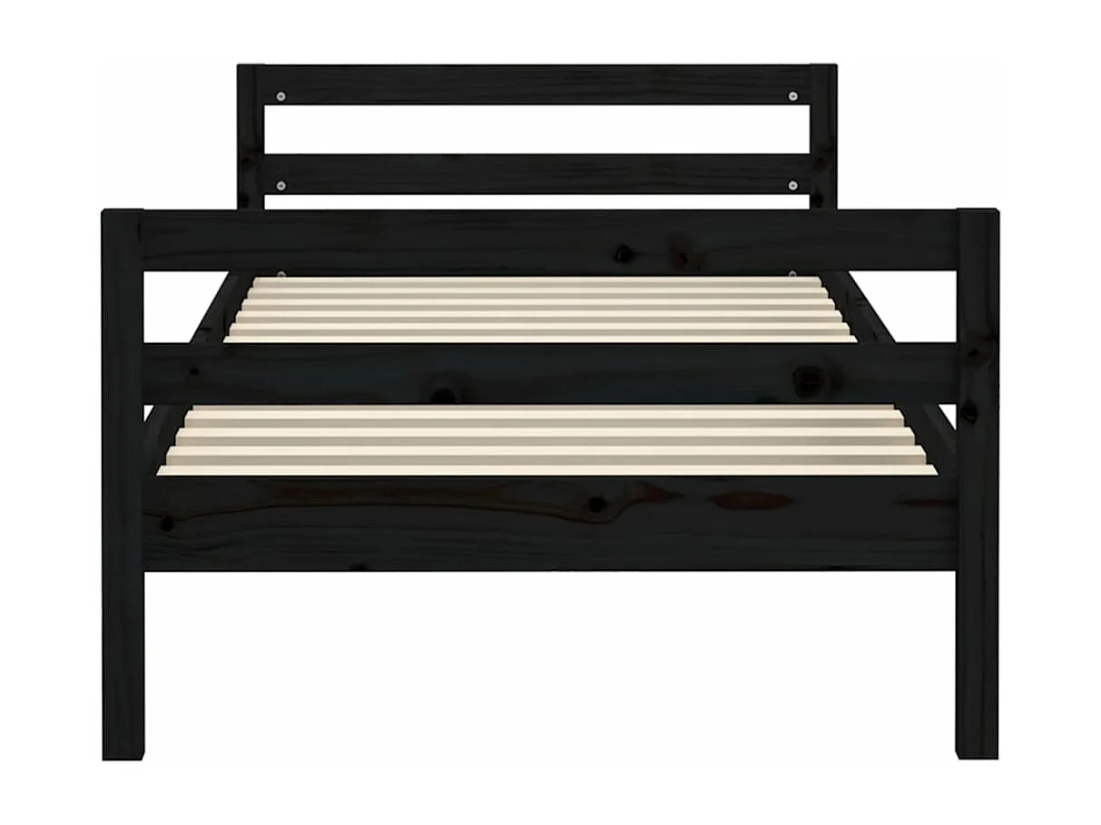 Cadre de lit Noir 90x200 cm Bois de pin massif