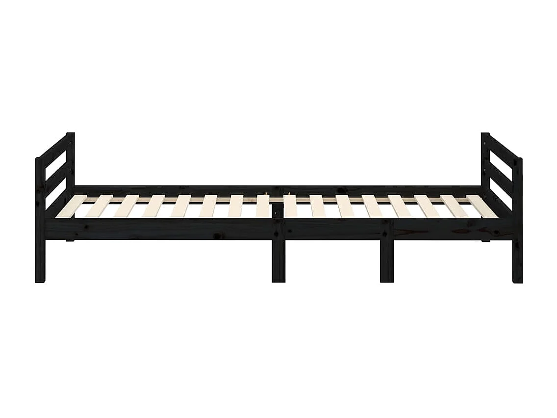 Cadre de lit Noir 90x200 cm Bois de pin massif