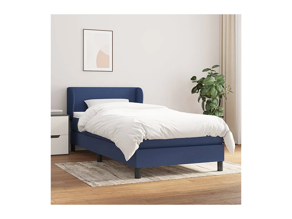 Boxspring met matras stof blauw 80x200 cm