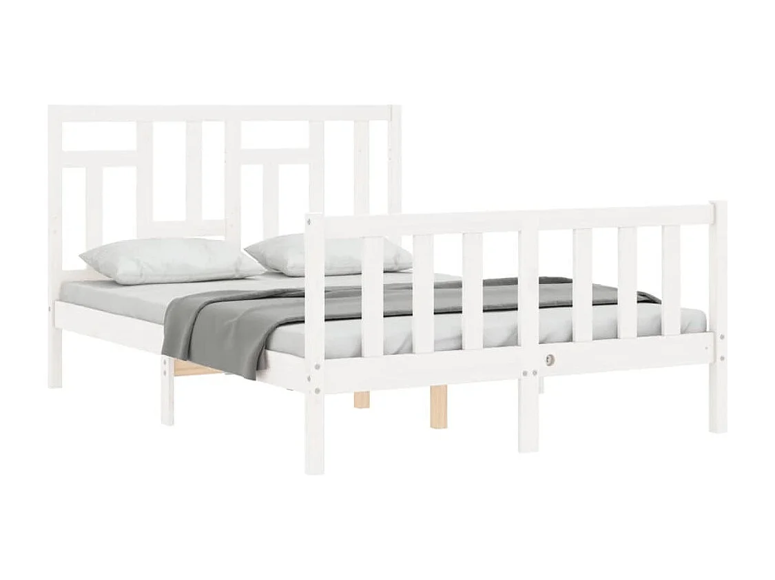 Estrutura de cama com cabeceira 140x200cm madeira maciça branco