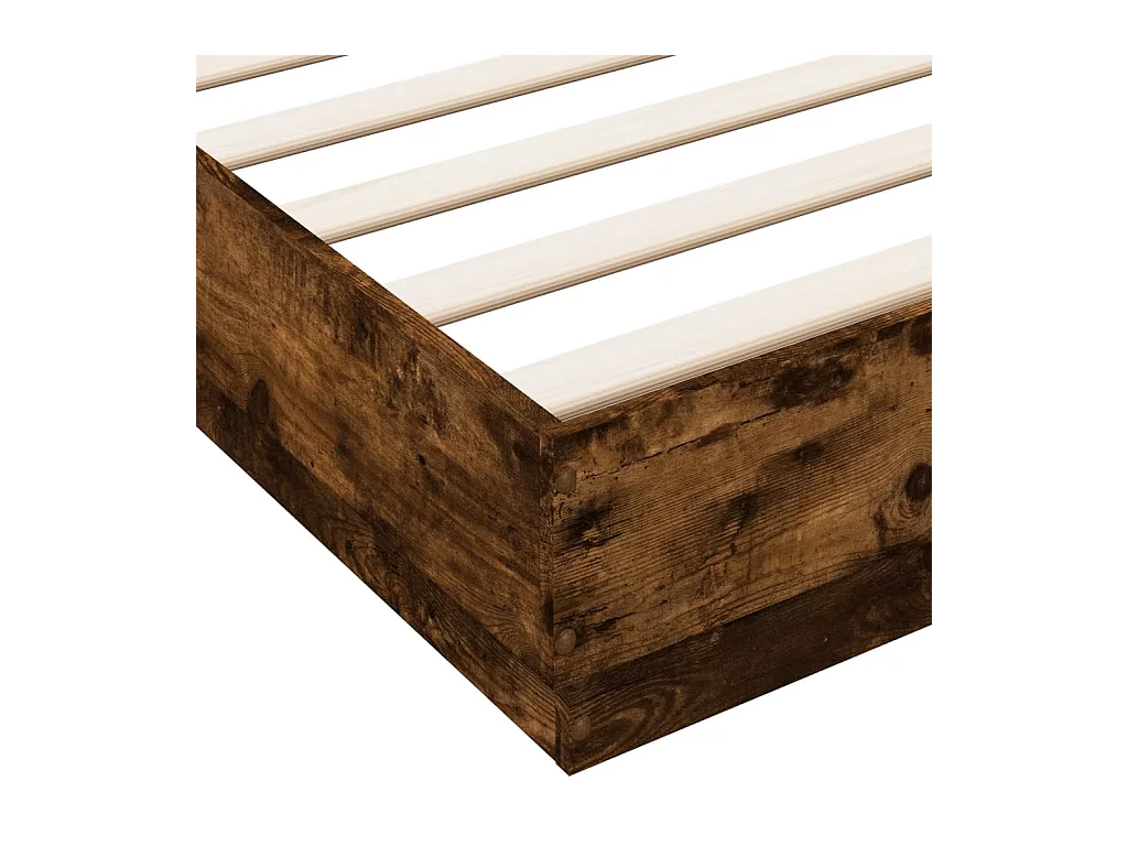 Cadre de lit avec lumières LED chêne fumé 200x200 cm