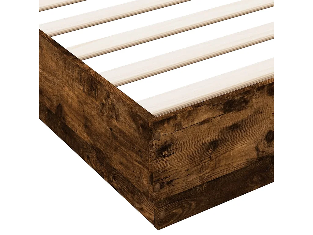 Estrutura de cama com luzes LED 200x200 cm carvalho fumado