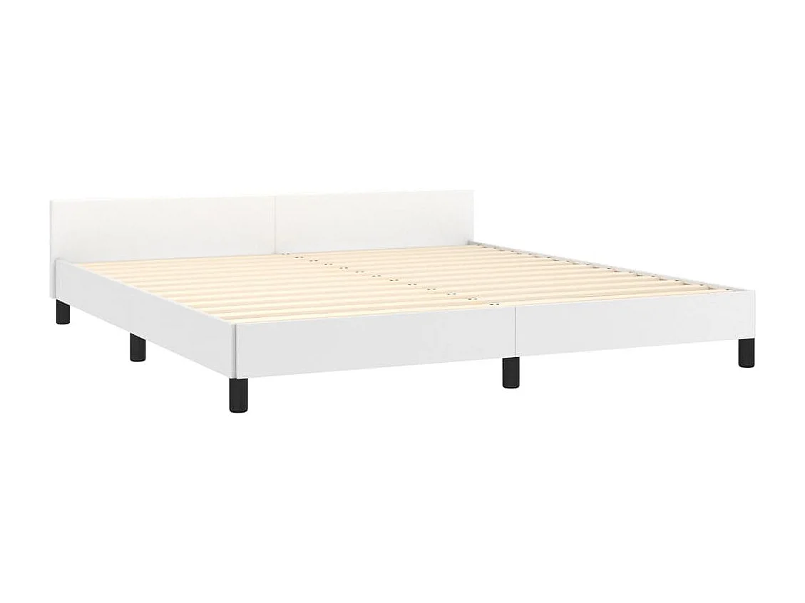 Estrutura cama c/ cabeceira 180x200 cm couro artificial branco