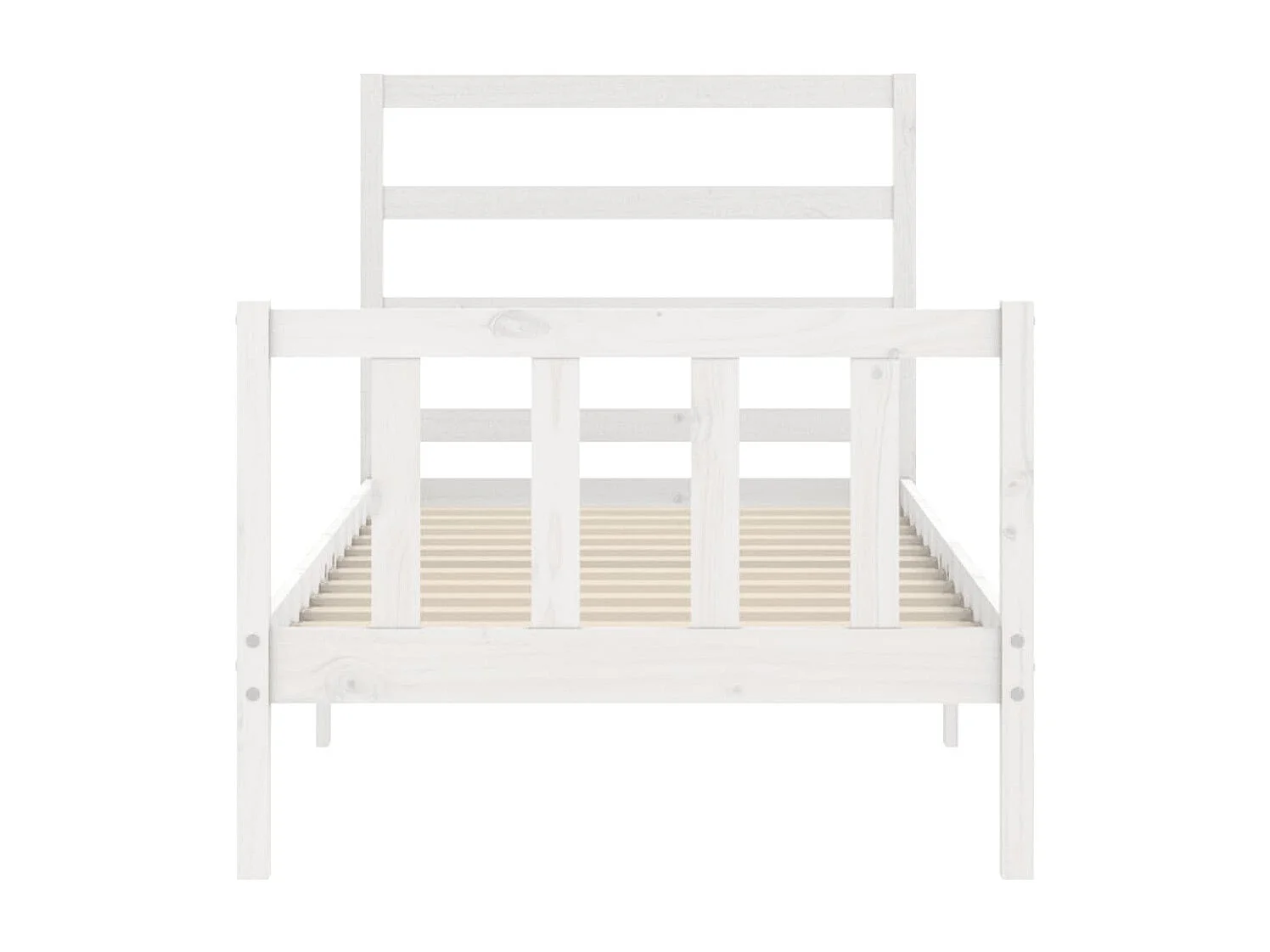 Estrutura cama de solteiro c/ cabeceira madeira maciça branco