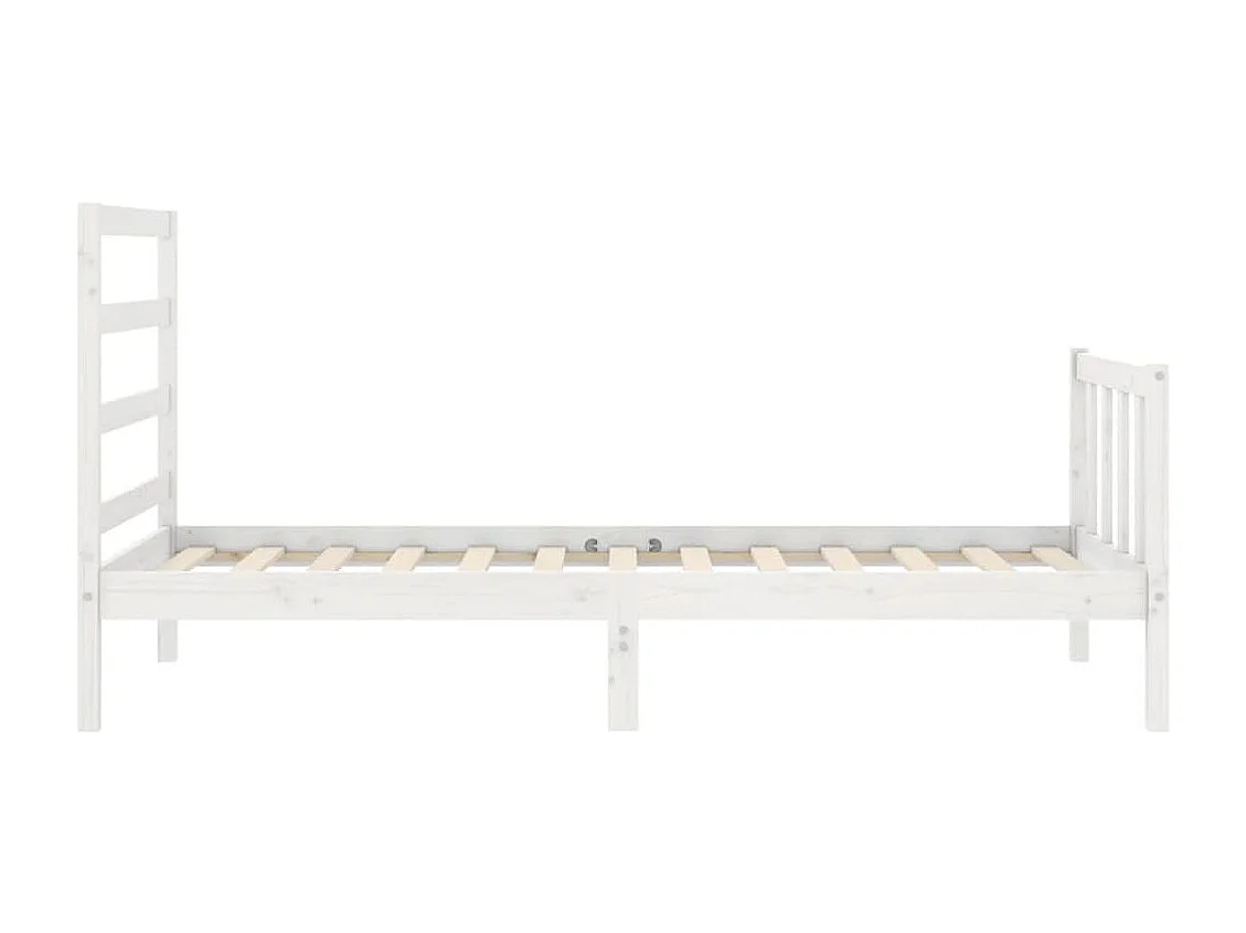 Estrutura cama de solteiro c/ cabeceira madeira maciça branco