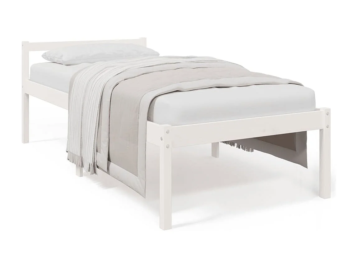 Estructura de cama madera maciza individual pequeña 75x190 cm