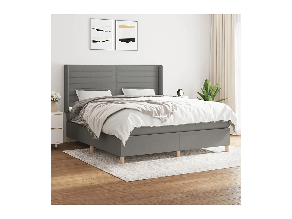 Boxspring met matras stof donkergrijs 160x200 cm