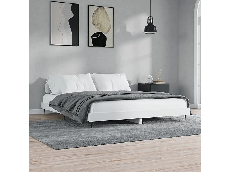 Estructura de cama madera contrachapada blanca 140x200 cm