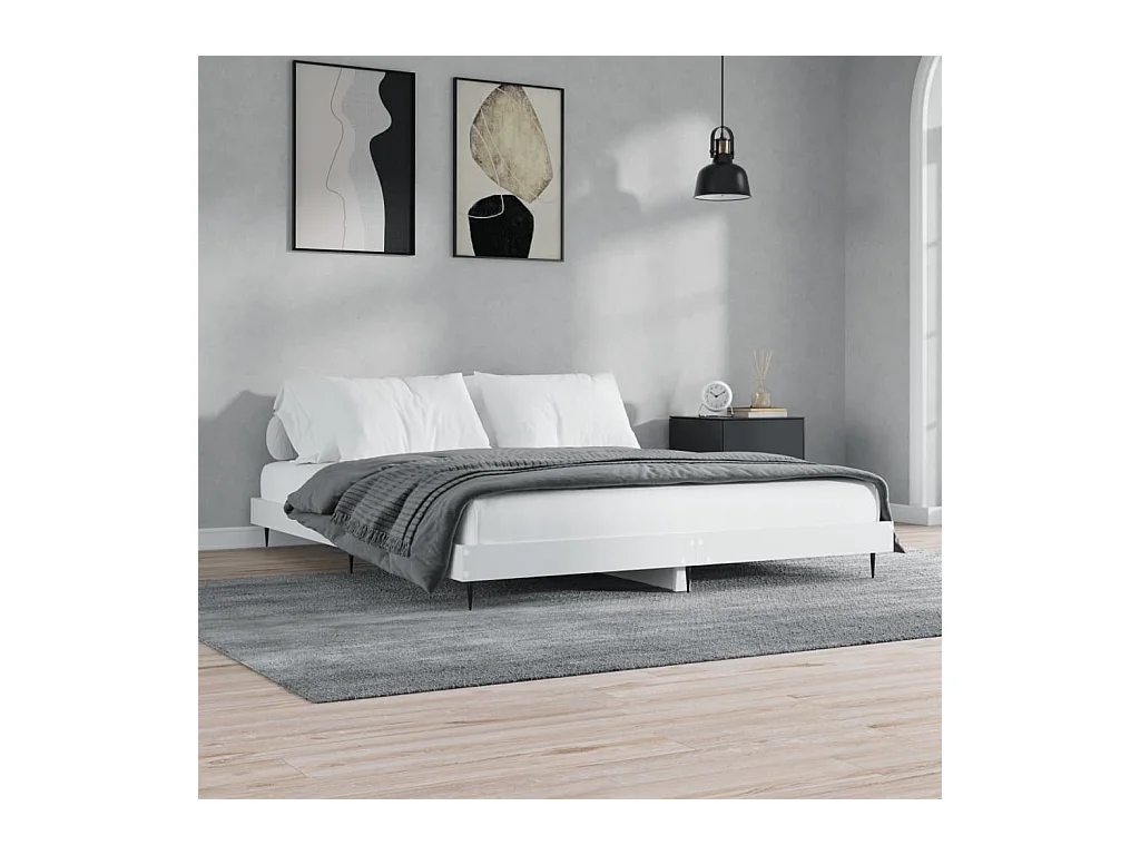 Bedframe bewerkt hout wit 140x200 cm