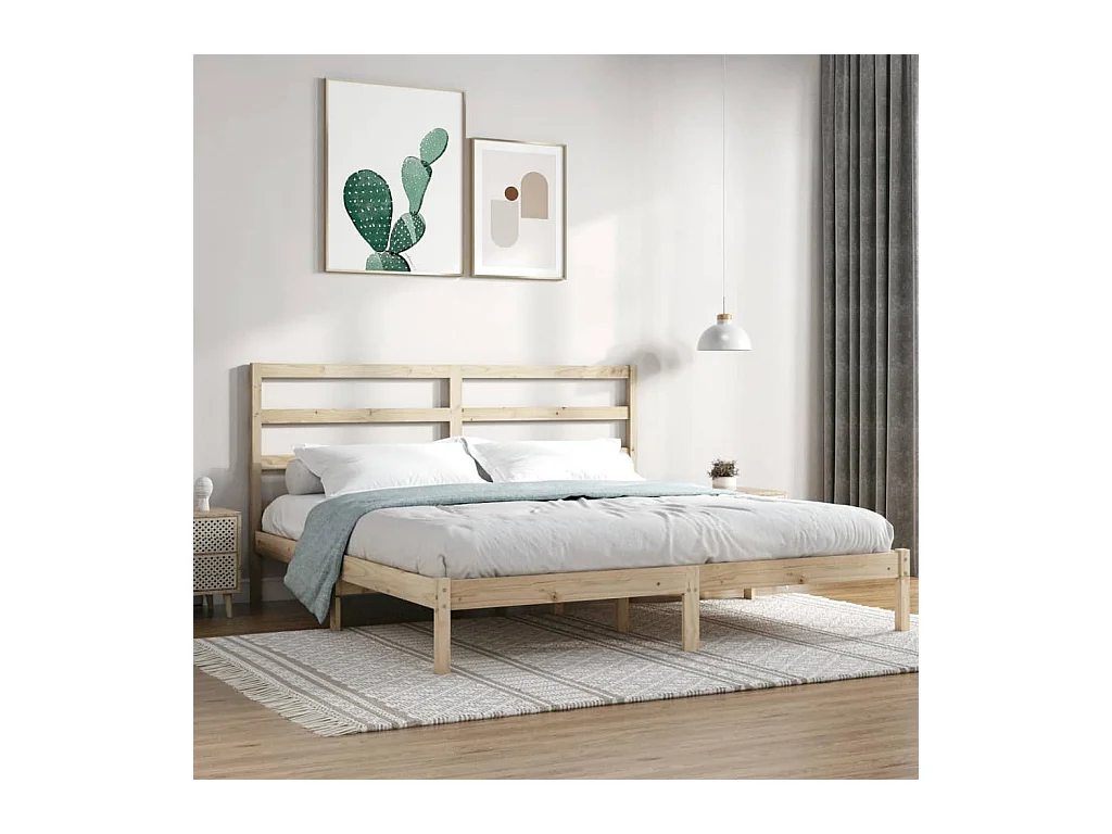 Estructura de cama de madera maciza de pino 200x200 cm