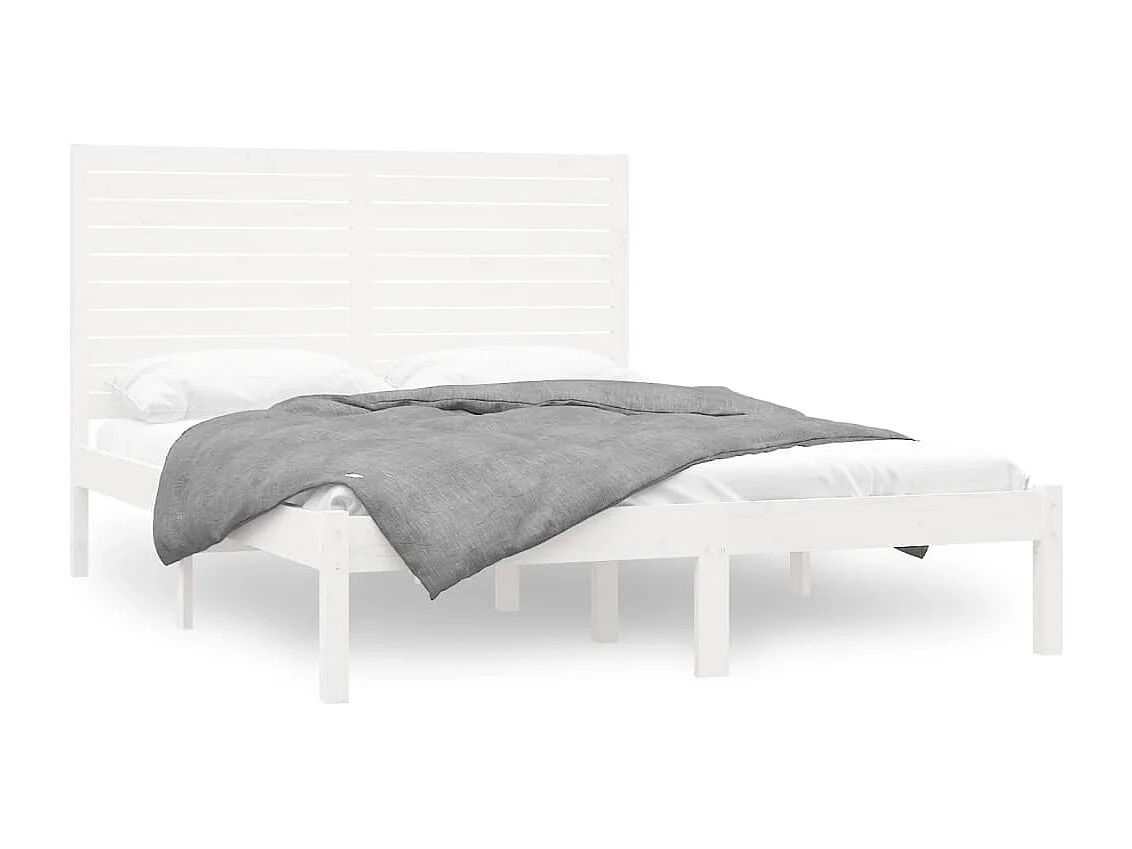 Estructura de cama madera maciza blanca 120x200 cm