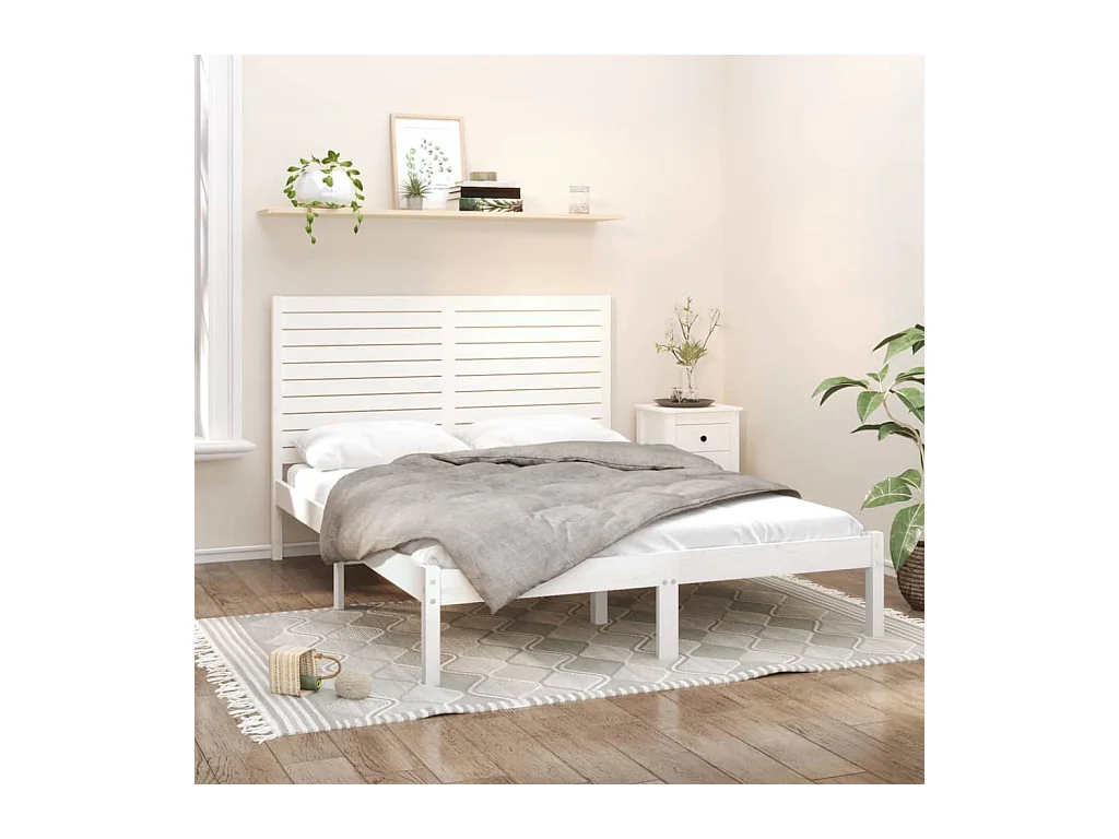Estructura de cama madera maciza blanca 120x200 cm