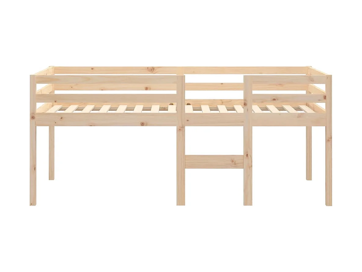 Cama alta 90x190 cm madeira de pinho maciça