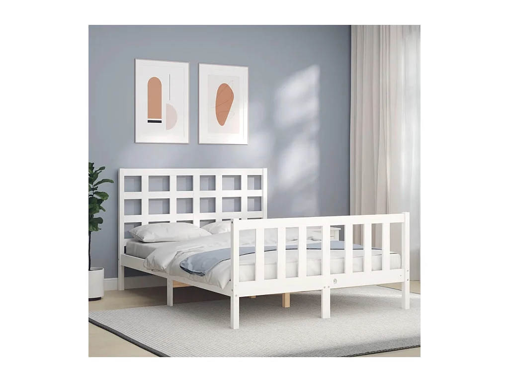 Bedframe zonder matras massief grenenhout wit 120x200 cm