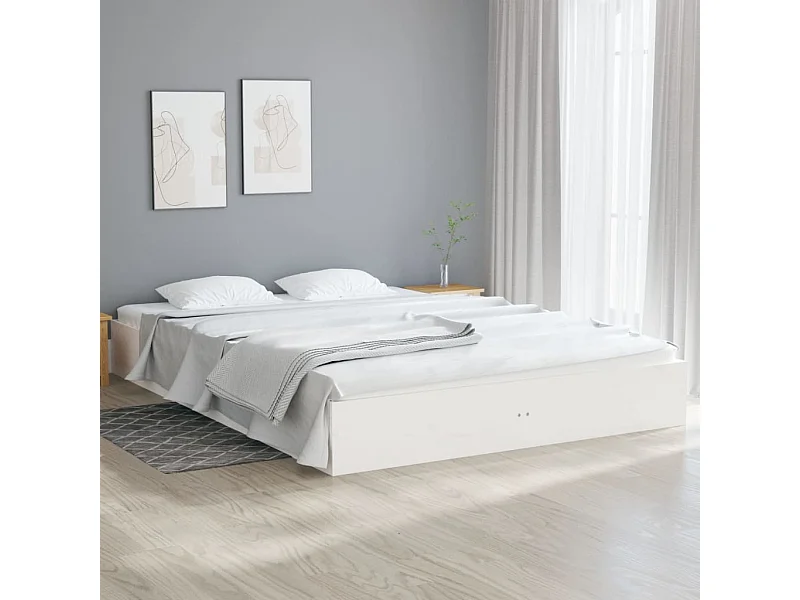 Estrutura de cama 160x200 cm madeira maciça branco