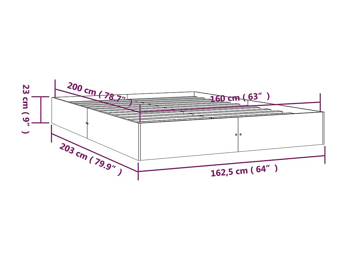 Estructura de cama de madera maciza blanca 160x200 cm