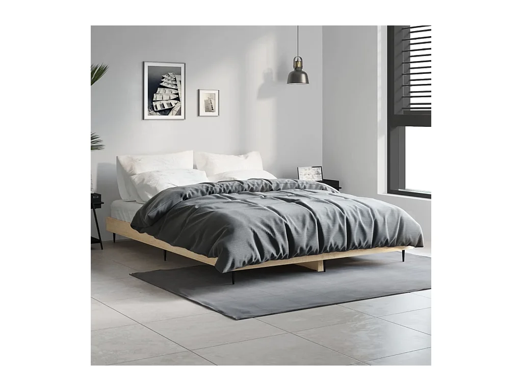 Estructura de cama madera contrachapada roble Sonoma 140x190 cm