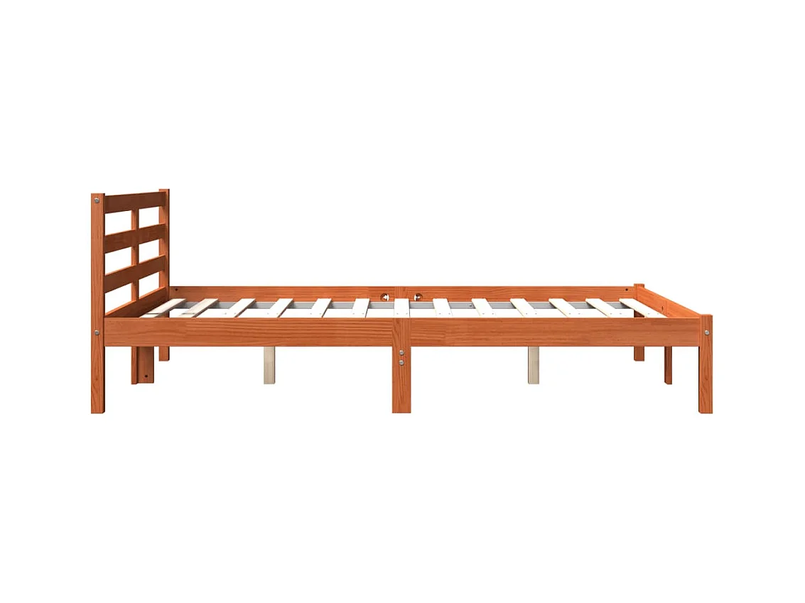 Estructura de cama madera maciza pino marrón cera 140x190 cm