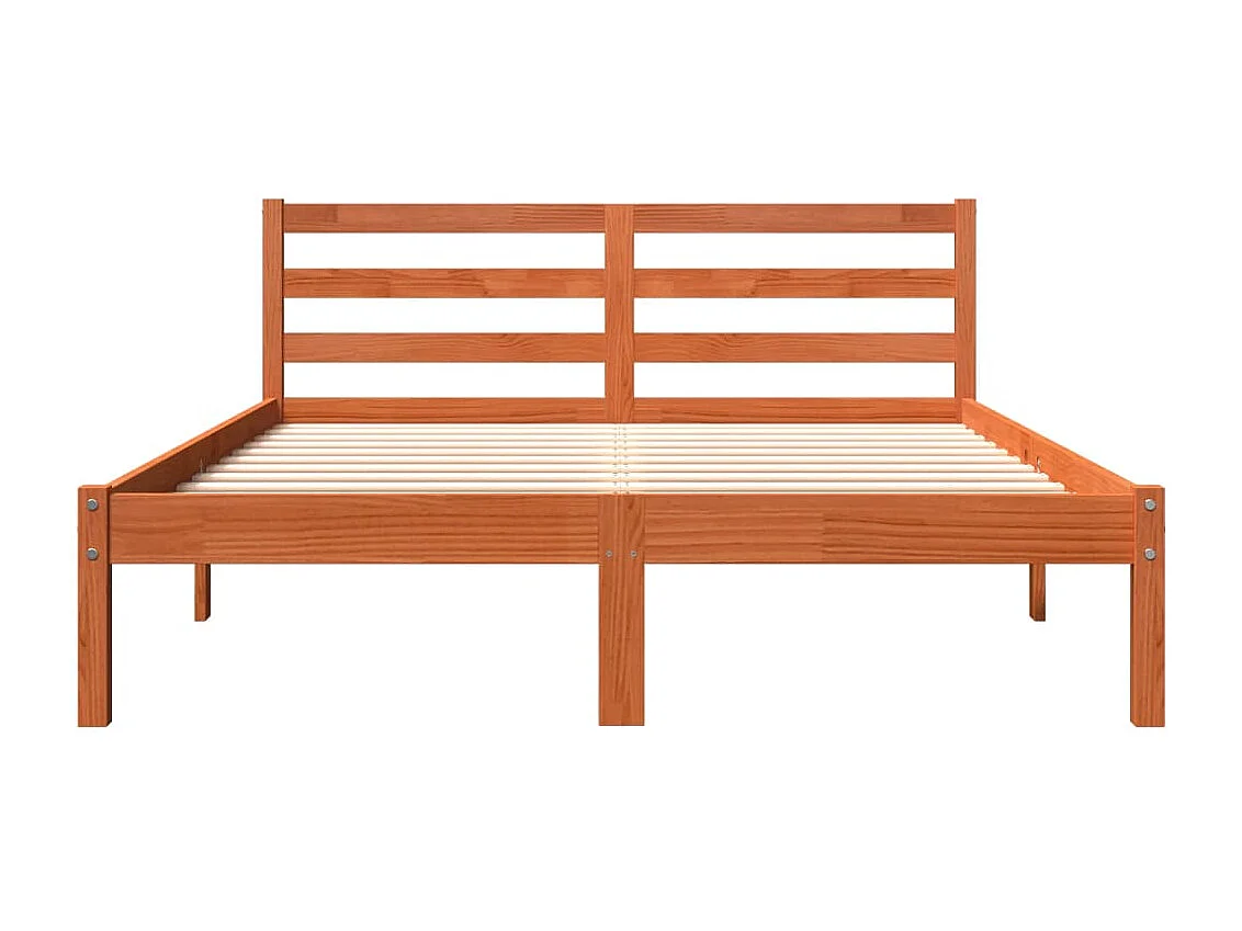 Estructura de cama madera maciza pino marrón cera 140x190 cm