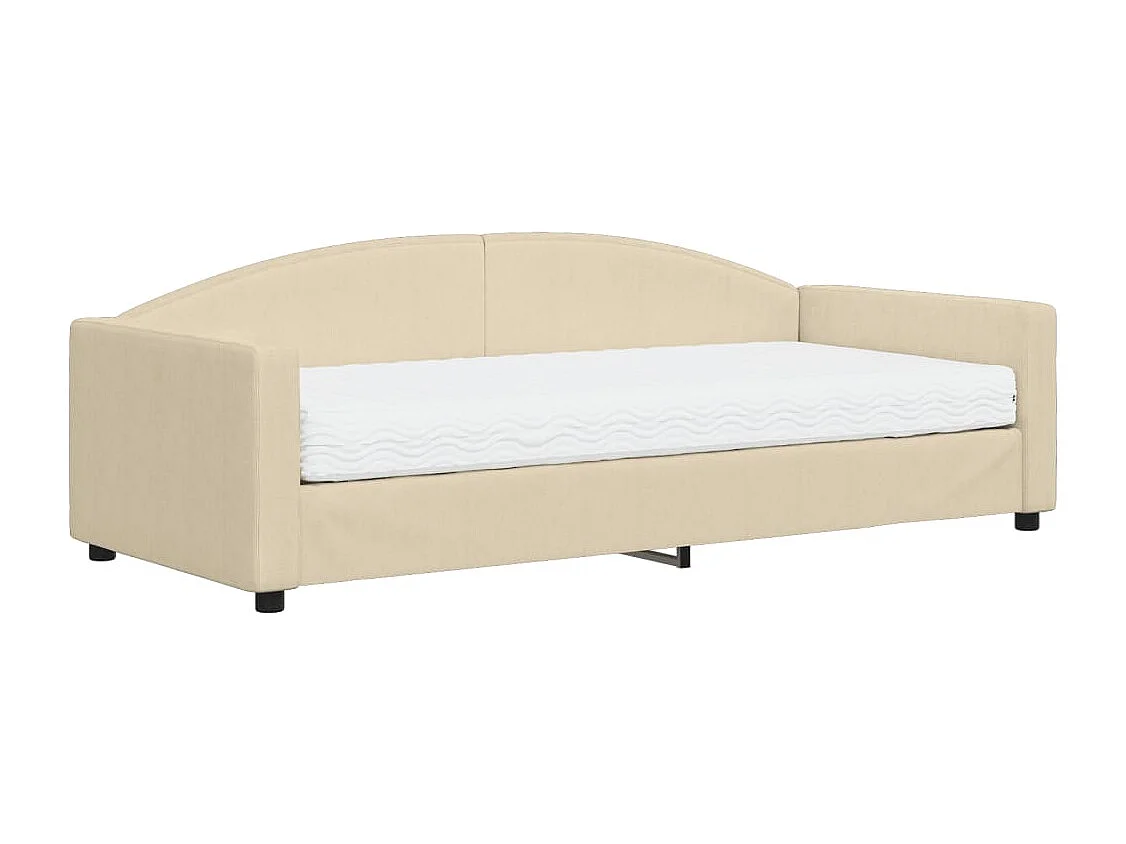 Lit de jour avec matelas crème 90x200 cm tissu